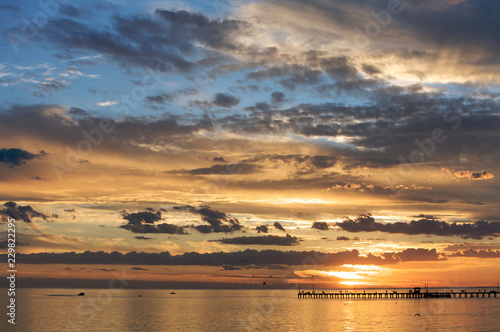 A Beautiful Sunset Setting Over the sea
