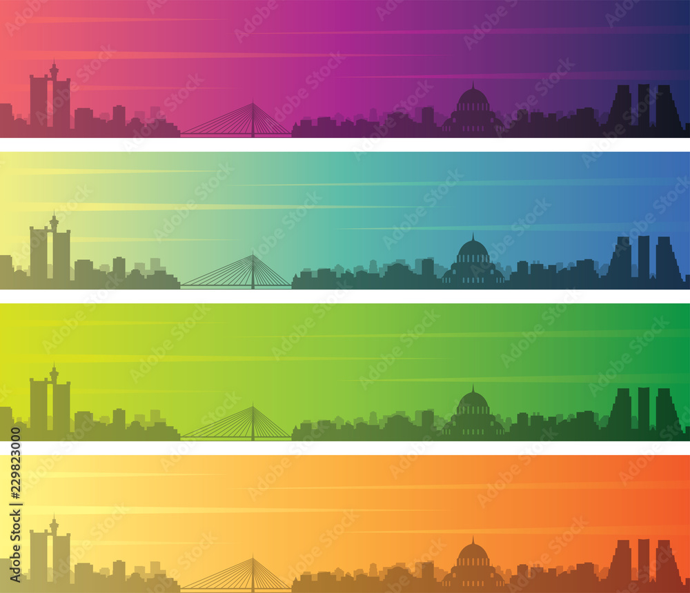 Belgrade Multiple Color Gradient Skyline Banner