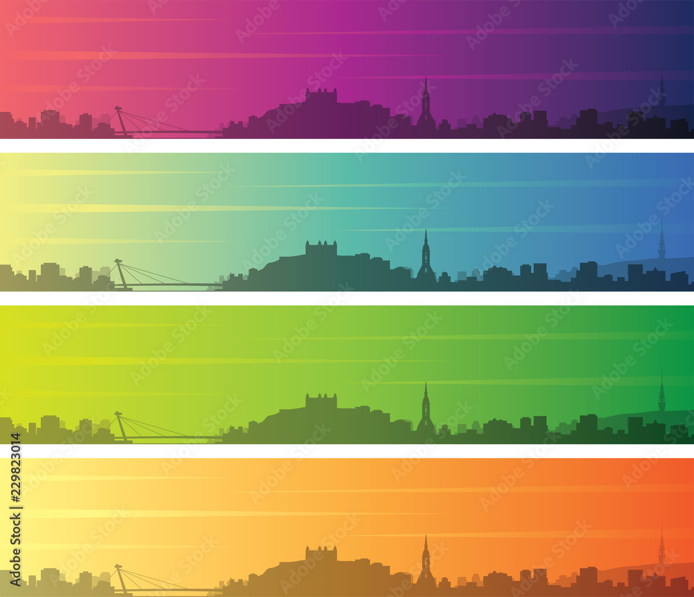 Bratislava Multiple Color Gradient Skyline Banner