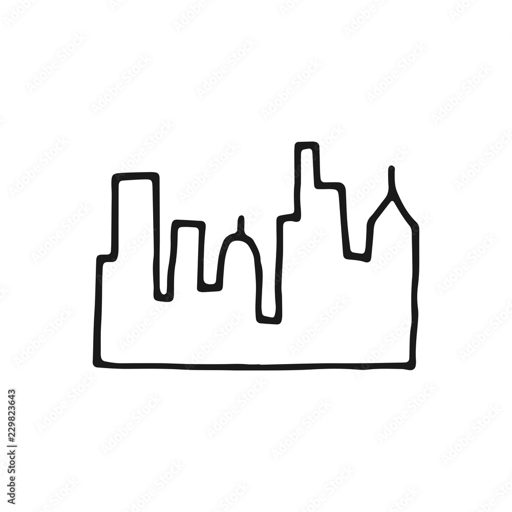 city silhouette contour icon. isolated object on white background