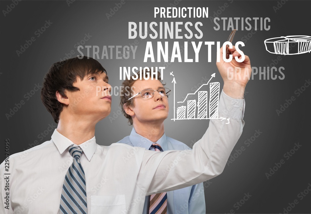 Two Businessmen working together  on background