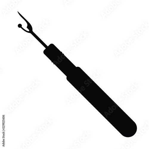 A black and white vector silhouette of a thread unpicker