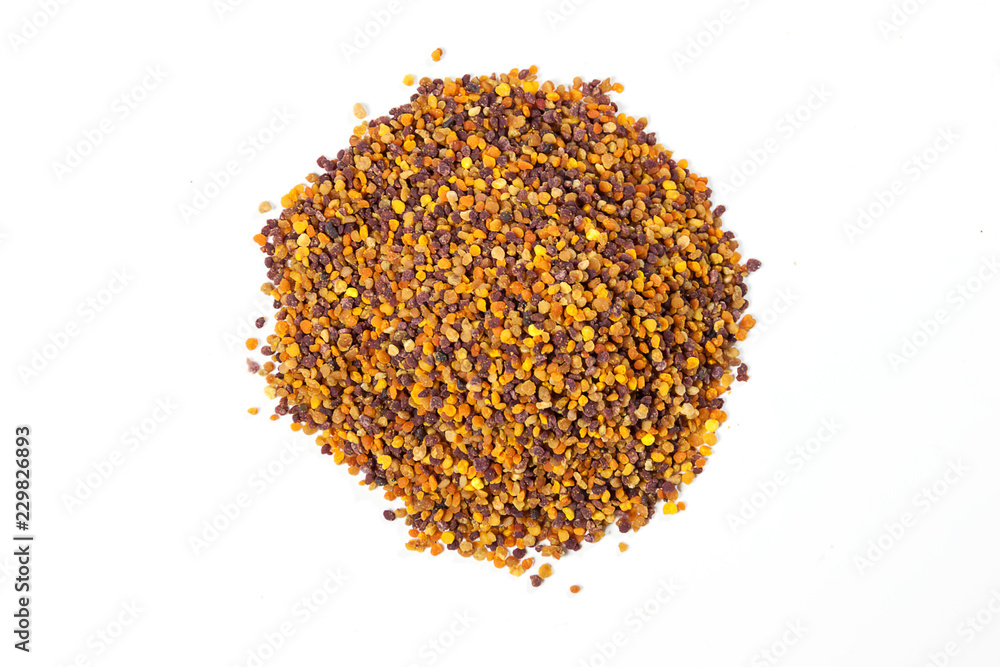 Heap of bee pollen on white background. bee product Heap of bee pollen on white background. bee product