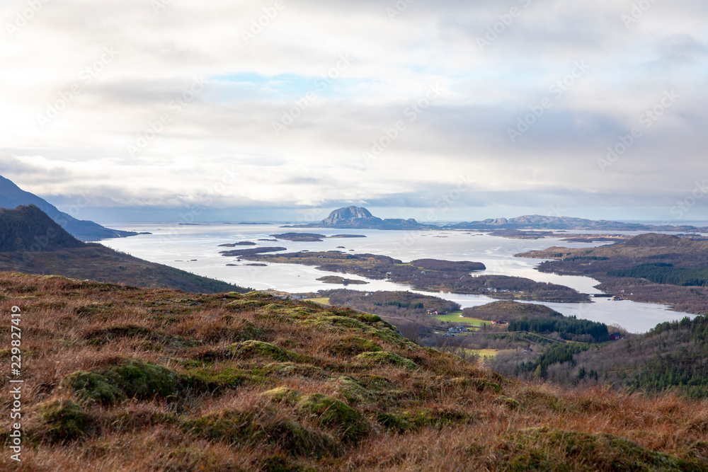 Wanderlust to Hjortheia mountain in Bronnoy municipality, autumn in Northern Norway Wanderlust to Hjortheia mountain in Bronnoy municipality, autumn in Northern Norway
