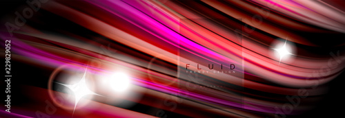 Mixing color waves on black, liquid flowing shapes