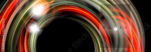 Mixing color waves on black, liquid flowing shapes