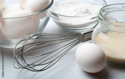 Eggs, Flour, Yeast And Scutcher Close-up