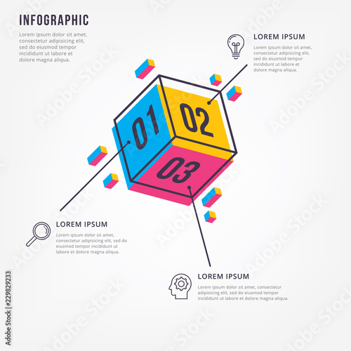 Minimal 3D infographics. Thin line minimal infographic design template. Vector element for infographic