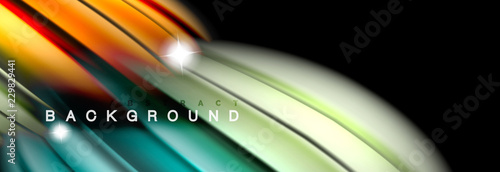 Mixing color waves on black, liquid flowing shapes