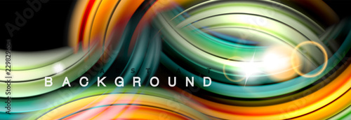 Mixing color waves on black, liquid flowing shapes