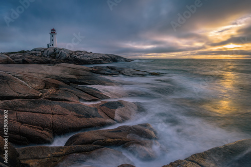 Peggys Cove Lighthouse at sunset