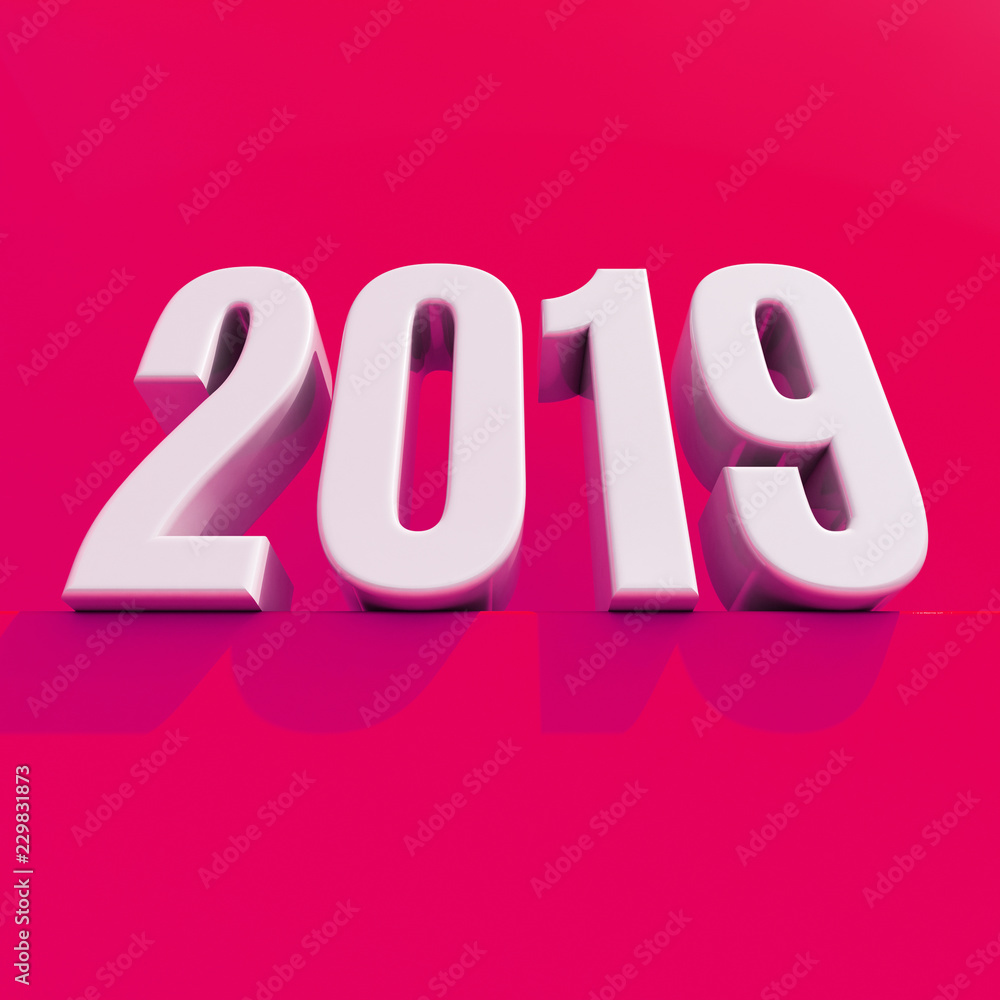 New Year Red 2019 Creative Design Concept 3D Rendered Image New Year Red 2019 Creative Design Concept 3D Rendered Image