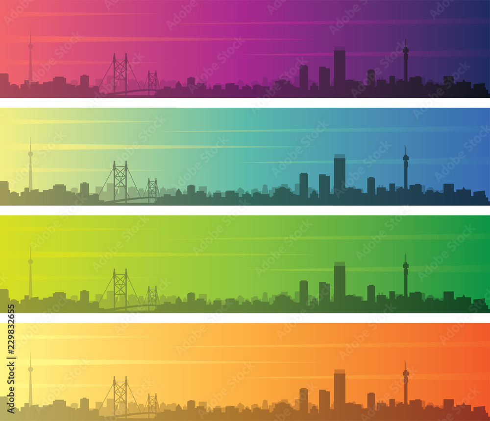 Naklejka premium Johannesburg Wielokolorowy gradientowy baner Skyline
