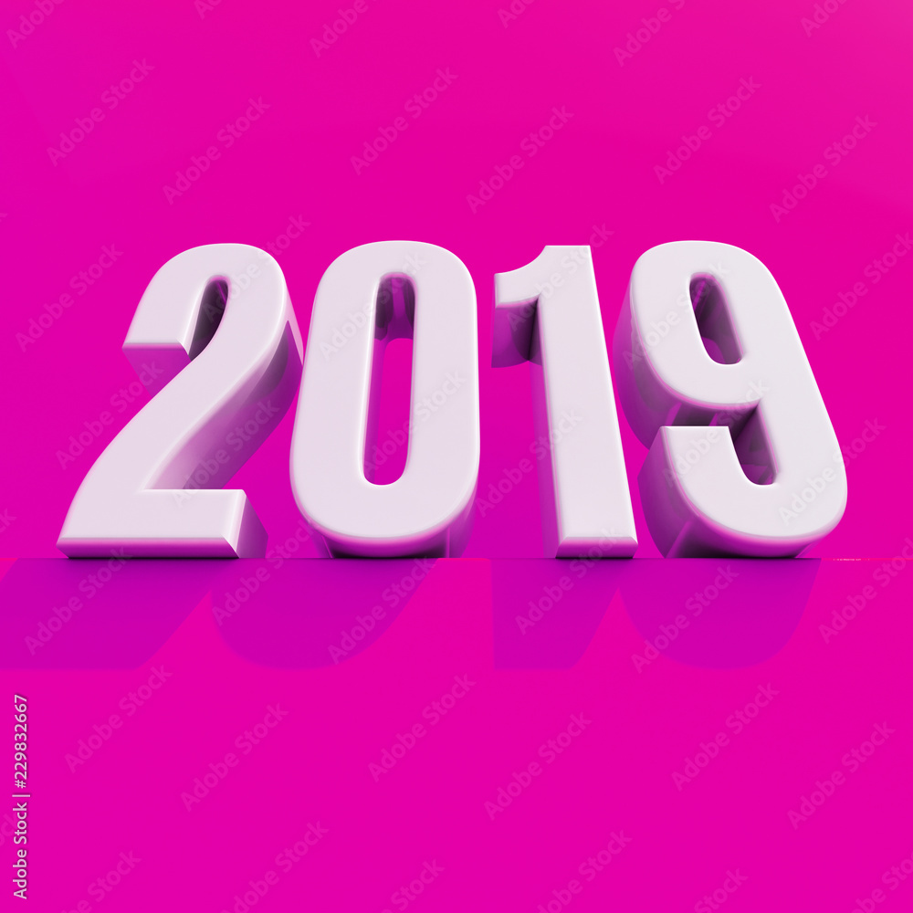 New Year Red 2019 Creative Design Concept 3D Rendered Image