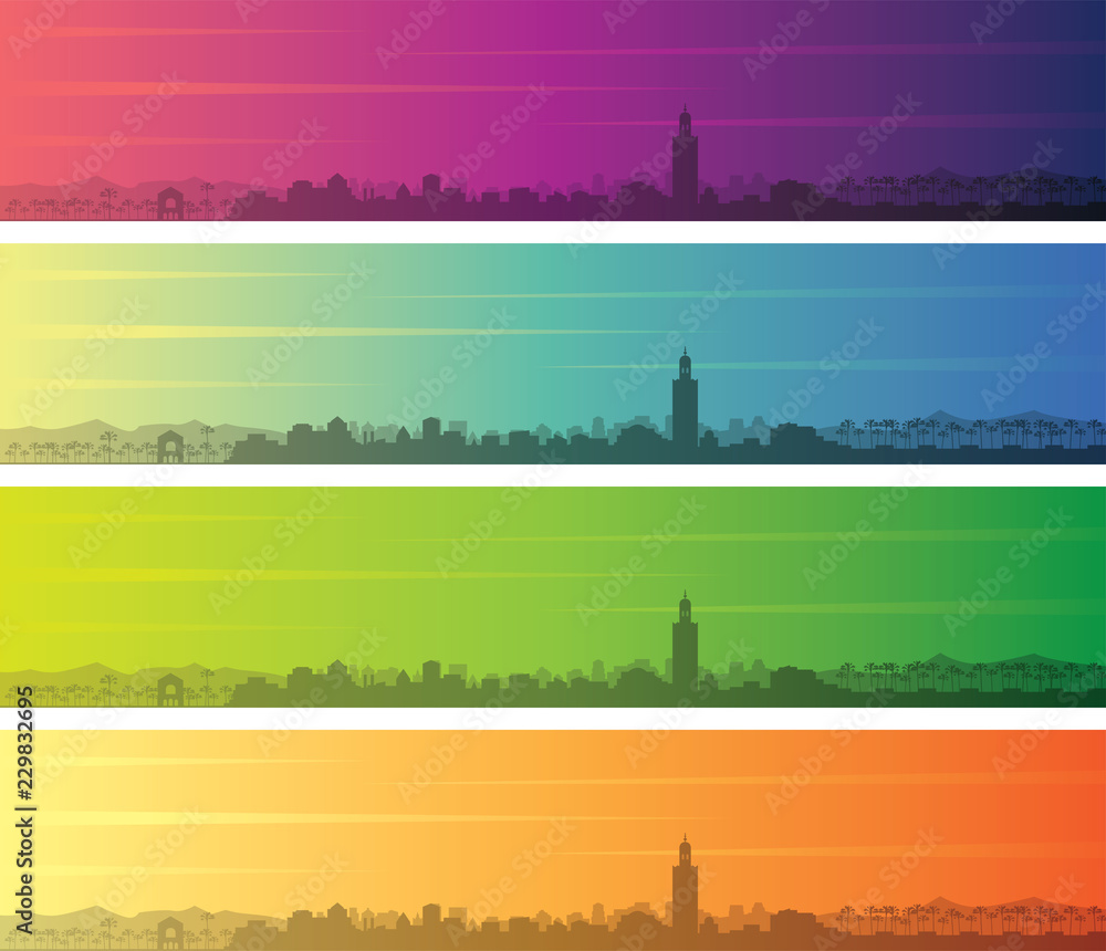 Marrakesh Multiple Color Gradient Skyline Banner