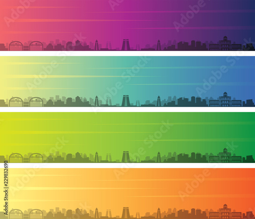 Madurai Multiple Color Gradient Skyline Banner