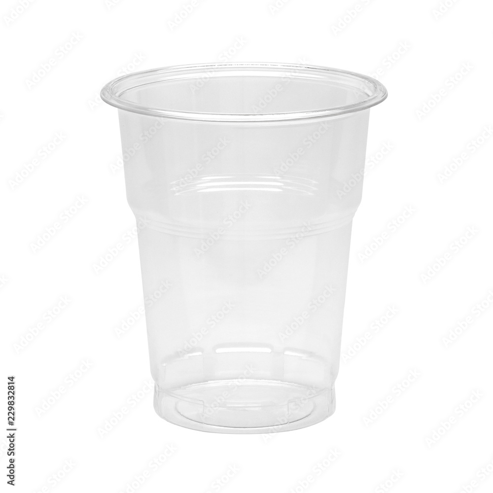 Empty plastic takeaway or disposable plastic cup / glass isolated on white background including clipping path Empty plastic takeaway or disposable plastic cup / glass isolated on white background including clipping path
