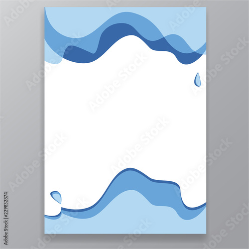 White blue water splashes cartoon sty;e , page design .