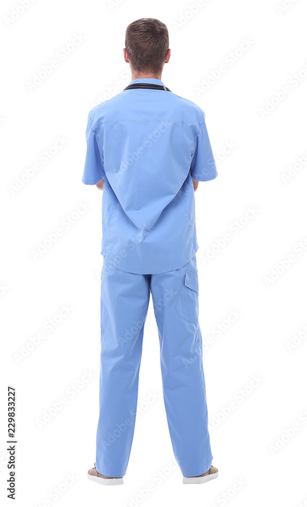 rear view. doctor surgeon with stethoscope rear view. doctor surgeon with stethoscope