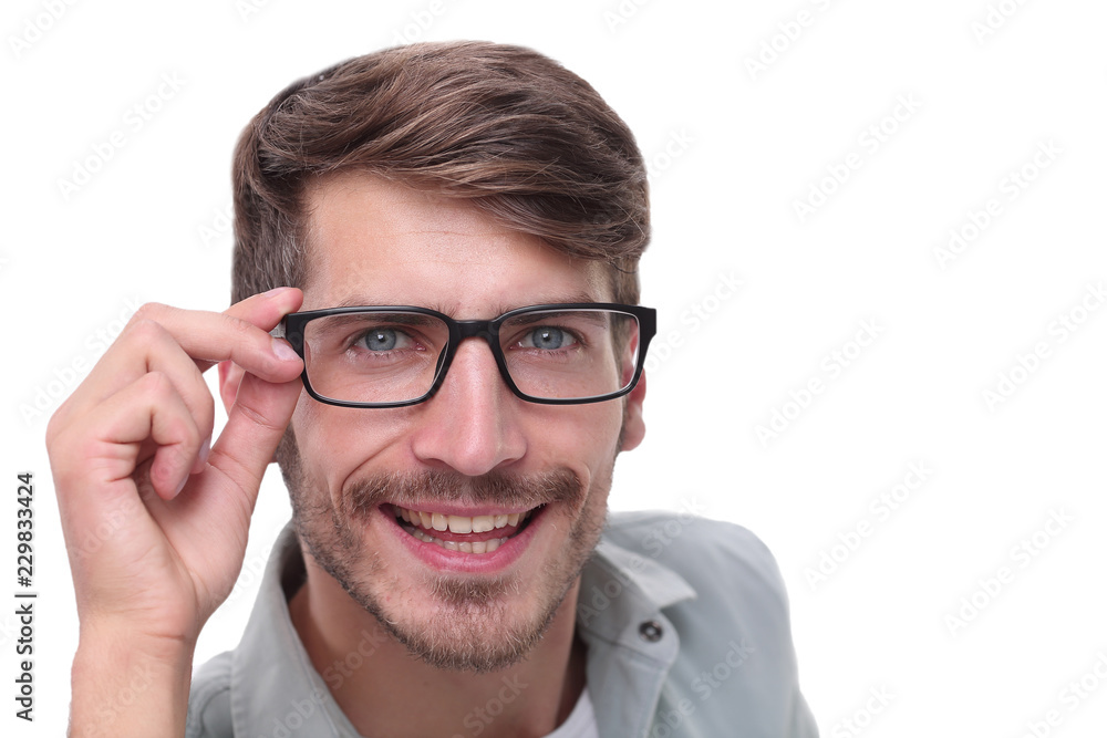 close up.successful young man with glasses
