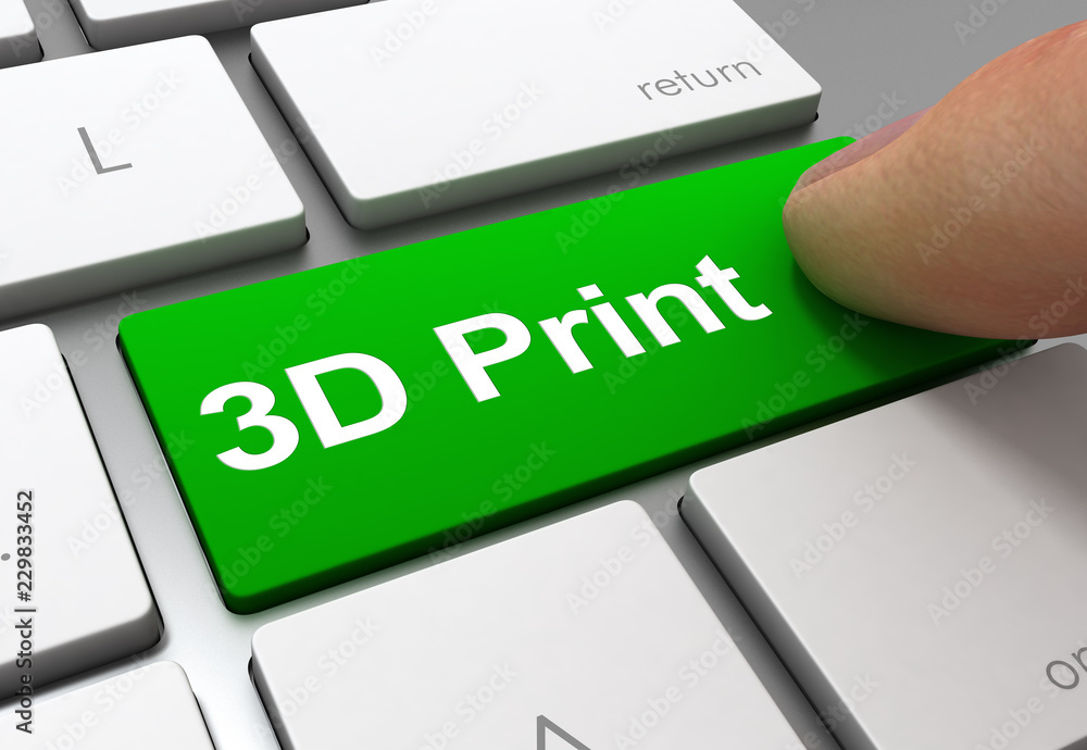 3d print button concept 3d illustration