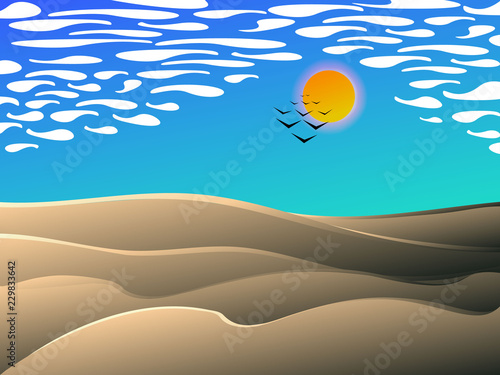 desert midday landscape , vector cartoon illustration