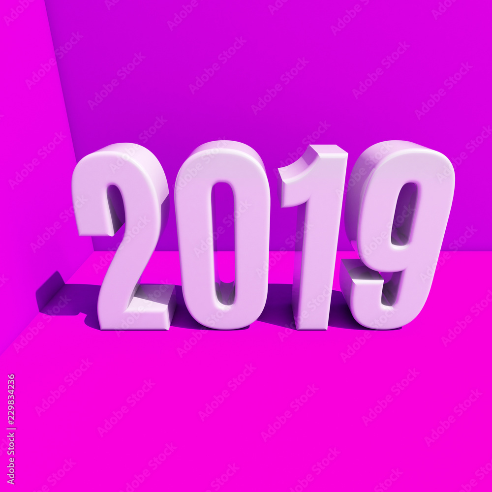 New Year Red 2019 Creative Design Concept 3D Rendered Image