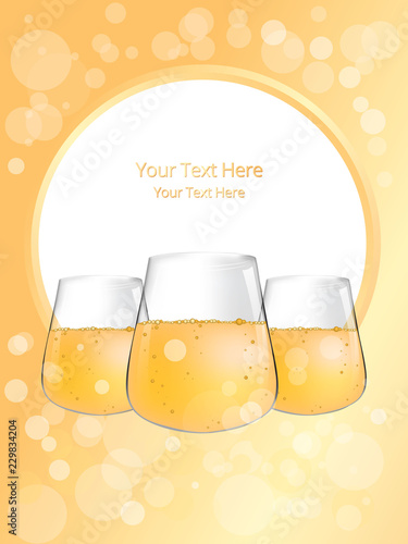 Glass of wine or beer or champagne vector illustration for web and print. Nice vine card cover or menu template good for flaers and mockups. photo