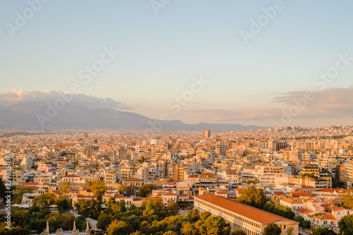 Athenes panorama, view from the acropolis, tourist place. Greece. Europe