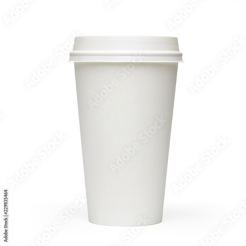 Blank take away coffee cup side view isolated on white background including clipping path
