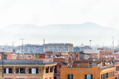Photography Rome, Italy historic city with cityscape skyline, high angle aerial view of urba