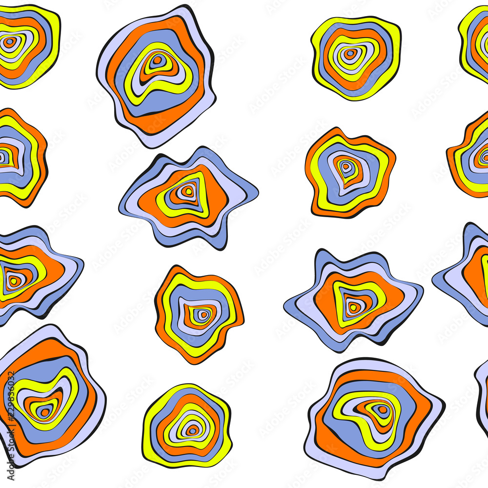 Wavy Distorted Rounds. Seamless Pattern with Deformed Circles. Hand Drawn Abstract Background. Vector Psychedelic Illustration with Colorful Spots. Wave Seamless Pattern for Fabric, Textile, Wrapping. Wavy Distorted Rounds. Seamless Pattern with Deformed Circles. Hand Drawn Abstract Background. Vector Psychedelic Illustration with Colorful Spots. Wave Seamless Pattern for Fabric, Textile, Wrapping.