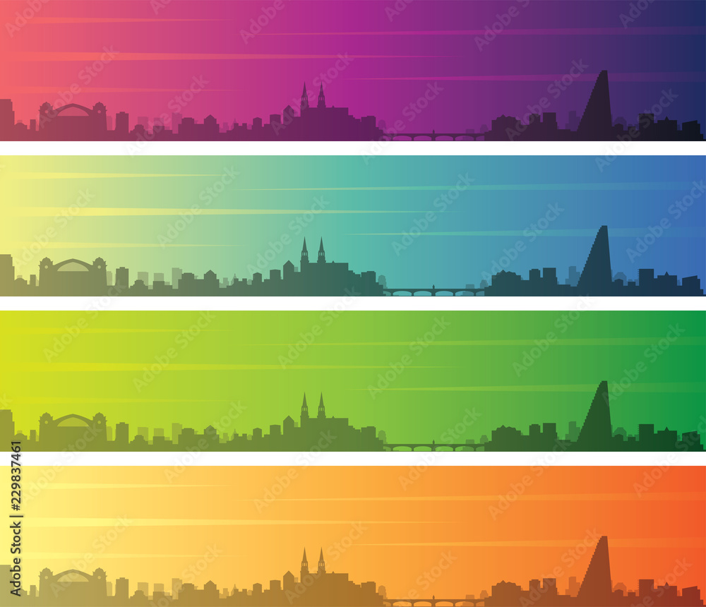 Basel Multiple Color Gradient Skyline Banner