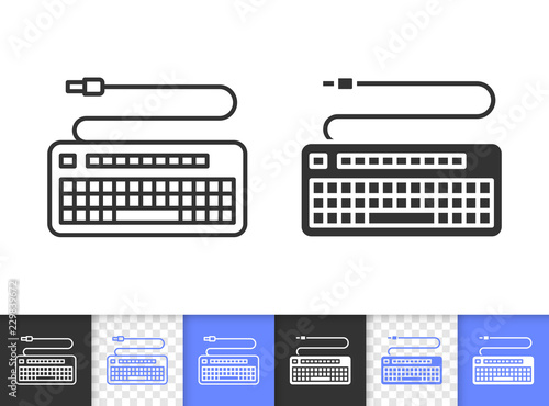 Keyboard simple black line vector icon