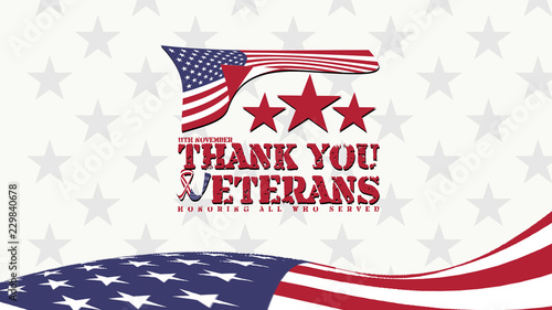 11 noveber veterans day, Thank you veterans illustration with american flag photo