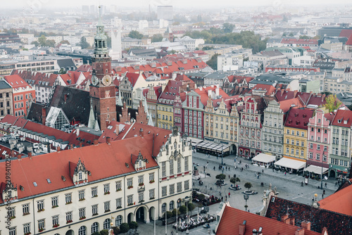 The Old Town Hall in a medieval Market Square in Wroclaw. It is one of the largest markets in Europe, with the largest two city halls in Poland.