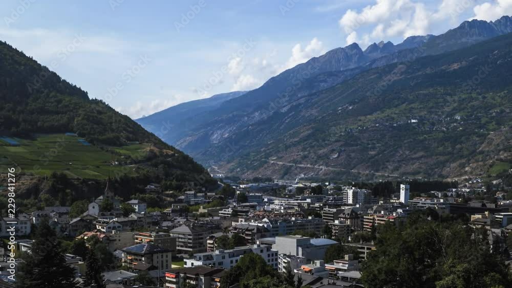 Panorama of Visp in Switzerland - Time Lapse Video