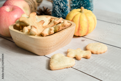 hand-made cookies with Light color background