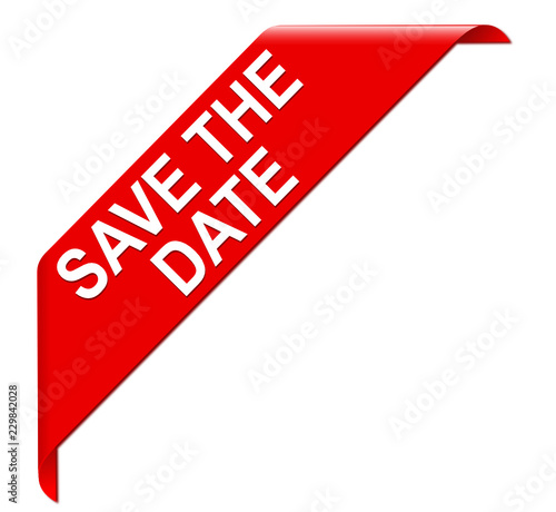 save the date red banner