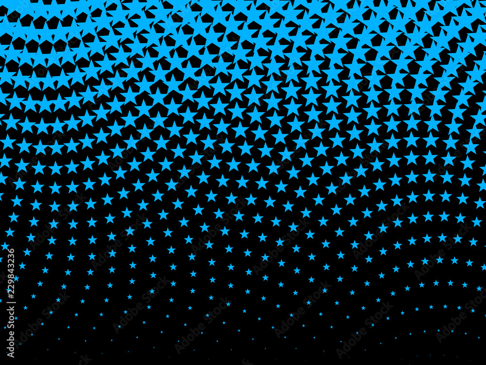 Halftone star pattern in blue on black Halftone star pattern in blue on black