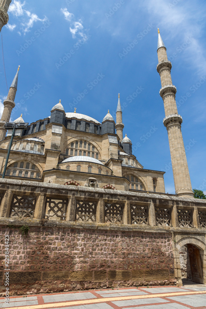 Architectural detail of Built by architect Mimar Sinan between 1569 and 1575 Selimiye Mosque  in city of Edirne,  East Thrace, Turkey
