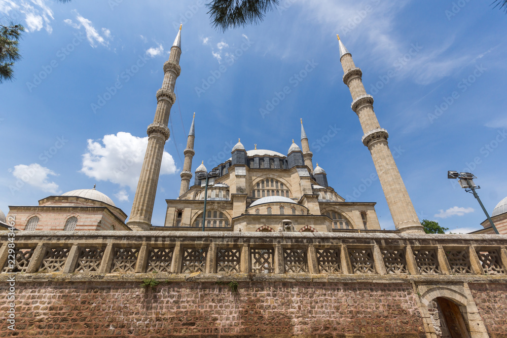 Fototapeta premium Architectural detail of Built by architect Mimar Sinan between 1569 and 1575 Selimiye Mosque in city of Edirne, East Thrace, Turkey 