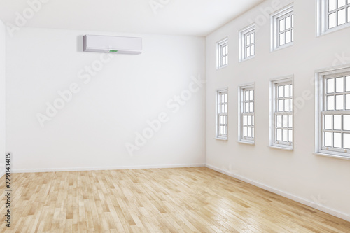 modern bright interiors Living room with air conditioning illustration 3D rendering computer generated image