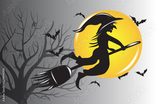 Halloween Witch Silhouette Vector