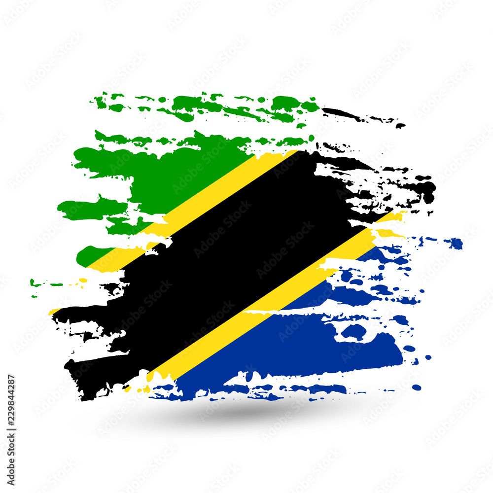 Obraz premium Grunge brush stroke with Tanzania national flag