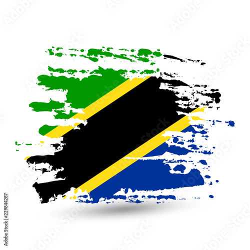 Grunge brush stroke with Tanzania national flag