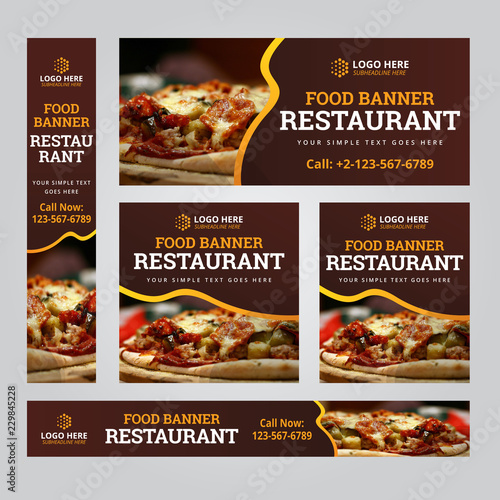 Food Restaurant Banner Set Design Vector Art Template