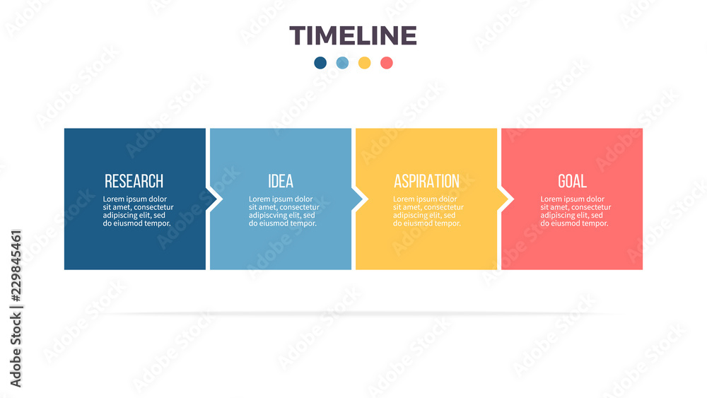 Fototapeta premium Business infographics. Timeline with 4 steps, options, squares. Vector template.