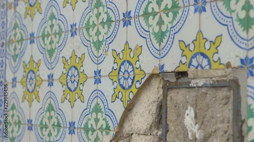 Beautiful ceramic tiles filmed in Lisbon, Portugal photo