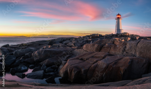 Peggys Point Lighthouse after sunset